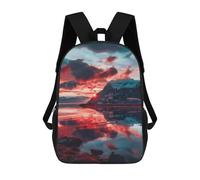 sinyumoney Serene Fjord Sunset Backpacks Kids School Backpack Fashion School Bag 3D Printed School Bag for Boys Elementary And Middle School Students 17inch