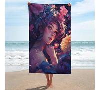 sinyumoney Serene Floral Dream Bathroom Towels Set Highly Absorbent Soft Beach Towel for Camping Vacation Gift 130cm*80cm