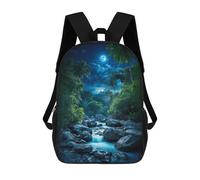 sinyumoney Serene Jungle Night Kids Backpack,School Backpack Kids School Bag 3D Printed Cartoon Large Capacity Backpack for Kids Boys And Girls 17inch