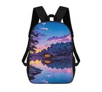 sinyumoney Serene Lake Cabin Reflections School Bags Water Resistant School Bag Business Backpack for Boys/Girls/Teenagers 17inch