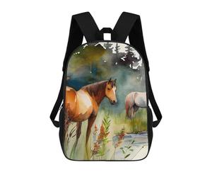 sinyumoney Serene Meadows Horse Ronaldo Backpack, Children's Backpack, Student School Bag, Book Bag, 3D Printed School Bag For Boys And Girls, 17inch