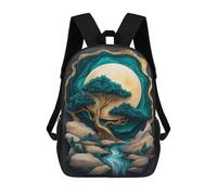 sinyumoney Serene Moonlit Forest Scene School Bag 3D Printed 17inch Backpacks Fashion Kids School Backpack Rucksacks for Boys Elementary And Middle School Students