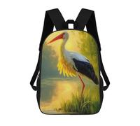 sinyumoney Serene Stork 3D Printed 17inch Kids School Backpack School Bag Fashion Rucksacks for Boys Elementary And Middle School Students