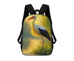 sinyumoney Serene Stork Backpack School Bag Large Water Resistant Laptop Backpack for School/Work/Travel 17inch