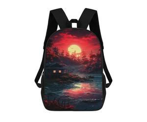 sinyumoney Serene Sunset Cabin Reflections School Backpack Fashion Stationery Backpack Waterproof Casual Daypacks for Men/Women 17inch