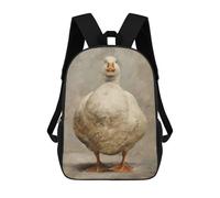 sinyumoney Serious White Fat Duck Backpack Kids School Backpack School Bag 3D Printed Fashion School Bag for Boys Elementary And Middle School Student 17inch