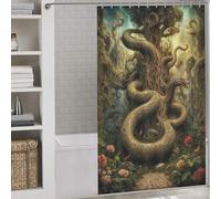 sinyumoney Serpent Tree Guardian in Eden Garden Bath Shower Curtains Mildew Thicken Durable Polyester Bathroom Curtains Modern Art for Shower Bath Curtain Wet Room 53.54x70.87Inch（136x180cm）