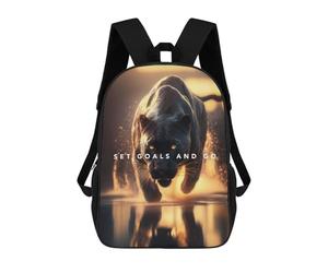 sinyumoney Set Goals And Go Panther Backpack School Bag Secondary Causal Travel High School Bags for School/Work/Travel 17inch