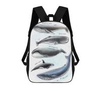 sinyumoney Set of Watercolor Whales Backpack Kids School Backpack School Bag 3D Printed Fashion School Bag for Boys Elementary And Middle School Student 17inch