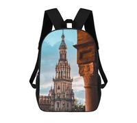 sinyumoney Seville Children's Backpack, 3D Printed School Backpack, Backpack for Boys Girls, Adjustable School Bag for Primary School 17inch