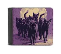 sinyumoney Shadowy Felines Under Moonlight 3D Print Wallet Credit Card Cash Id Holder Slots Note Section Leather Wallet Craftsmanship Gifts 11.7cm*9.5cm