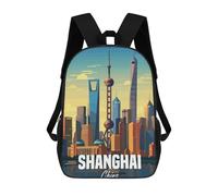 sinyumoney Shanghai China Backpack 3D Printed Children's School Backpack for Kids High Capacity Travel Rucksacks Book Bags Kids School Bag Back Pack 17inch