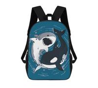 sinyumoney Shark And Killer Whale Backpack School Bag Backpack For Girls Boys Backpacks Large Capacity Kids Backpack Lightweight School Bags For Kids Students 17inch