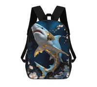 sinyumoney Shark Gold Kintsugi Art Backpack School Bag Large Water Resistant Laptop Backpack for Teenage Girls Boys Women Men 17inch