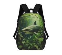 sinyumoney Shark Hunter in Jungle Kids Backpack Fashion Fun Backpack Book Bag for Boys And Teenager 3D Printed School Bags for Boys 17inch