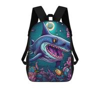 sinyumoney Shark in A Fantasy Ocean 3D Printed Children's School Backpack for Kids Travel Rucksacks Book Bags Kids School Bag 17inch