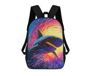sinyumoney Shark in Neon Galaxy Backpack School Bag Daypacks Business Backpack Water Resistant Bookbag for Men/Women 17inch