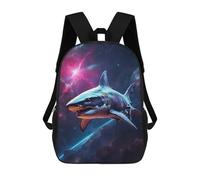 sinyumoney Shark in Space Backpack School Bag Water Resistant Travel Backpack Computer Bag for Girls Boys Teenage 17inch