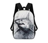 sinyumoney Shark Inked Marine Hunter Children's School Backpack 3D Printed for Kids Travel Rucksacks Book Bags for Boys Elementary School Students 17inch