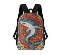 sinyumoney Shark Mosaic Art Backpack School Bag Backpack For Girls Boys Backpacks Large Capacity Kids Backpack Lightweight School Bags For Kids Students 17inch