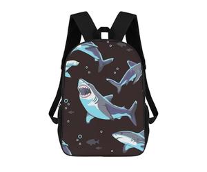 sinyumoney Shark Pattern on Dark Background Backpack, Children's Backpack, Student School Bag Bookbag Rucksack, 3D Printed School Bag for Boys Girls 17inch