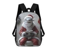 sinyumoney Shark Santa on Toilet Animal School Bag Backpack Teen Schoolbag 3D Printing Adjustable Schoolbag Fashion Pocket Bag for Kids Boys Girls Students And Teenagers Fans 17inch