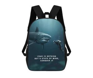 sinyumoney Shark State of Mind Children's Backpacks School Backpack 3D Printed for Kids Travel Rucksacks Book Bags Kids 17inch School Bag