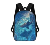 sinyumoney Shark Swimming in Clear Blue Water Backpack School Lightweight Airport College Students Back Pack for School/Work/Travel 17inch