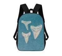 sinyumoney Shark Teeth Illustration on Blue Background Backpacks Kids Student Schoolbag 3D Printed Backpacks Elementary And Middle School Students Backpacks for Boys Girls 17inch