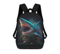 sinyumoney Shark with Colorful Fish Children's Backpacks School 3D Printed Bag Bookbag for Kids Travel Rucksacks Boy Girl Book Bags Kids School Bag 17inch