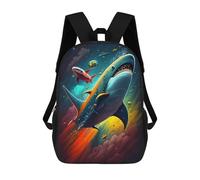 sinyumoney Sharks in Space Adventure School Backpack Large Lightweight Casual Backpack for Boys/Girls/Teenagers 17inch