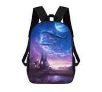 sinyumoney Sharks in The Sky A Surreal Fantasy Scene Backpacks Kids School Backpack School Bag 3D Printed School Bag for Boys Elementary And Middle School Students 17inch