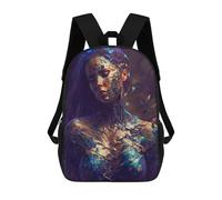 sinyumoney Shattered Beauty Digital Art Children's School Backpack 3D Printed for Kids Travel Rucksacks Book Bags for Boys Elementary School Students 17inch