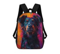 sinyumoney Shepherd Mix Dog Portrait in Abstract Colors Pop Art Style School Backpack School Bags For Girls Boys Backpack With Pocket Fashion School Bag Kids Backpack 17inch
