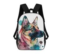 sinyumoney Shepherd Watercolor Backpack, Children's Backpack, Student School Bag Bookbag Rucksack, 3D Printed School Bag for Boys Girls 17inch