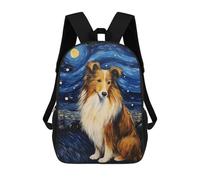sinyumoney Shetland Sheepdog Backpack, Children's Backpack, Student School Bag Bookbag Rucksack, 3D Printed School Bag for Boys Girls 17inch