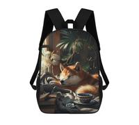 sinyumoney Shiba Inu Coffee Cup Dog Backpack 3D Printed Kids School Backpack High Capacity Travel Backpacks Book Bags Kids Backpack 17inch