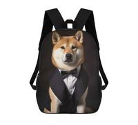 sinyumoney Shiba Inu Dog in A Tuxedo Backpacks Kids School Backpack School Bag 3D Printed School Bag for Boys Elementary And Middle School Students 17inch