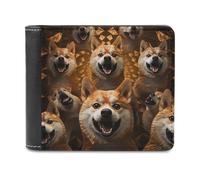 sinyumoney Shiba Inu Expressions Collage 3D Print PU Leather Men's Wallet Multiple Slots Leather RFID Stylish Durable Wallets Craftsmanship Gifts 11.7cm*9.5cm