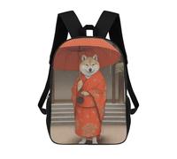 sinyumoney Shiba Inu Geisha Backpack School Bag Water Resistant School Bag Business Backpack for Boys/Girls/Teenagers 17inch
