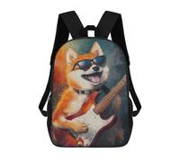 sinyumoney Shiba Inu Rock Star Guitar Painting Backpack School Bag High Secondary School Bags Casual Backpack - Perfect for Travel, Work And Daily Use 17inch