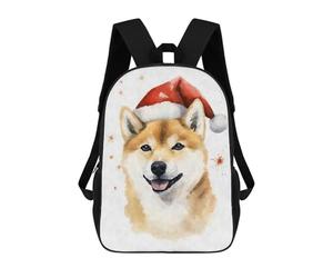 sinyumoney Shiba Inu Santa Hat Xmas Backpack School Bag Travel College Rucksack Backpacks for Camping Outdoor Adventures And Daily Travel 17inch