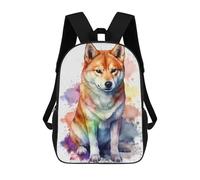 sinyumoney Shiba Inu Watercolor Dog Backpack School Bag Secondary Causal Travel High School Bags for Camping Outdoor Adventures And Daily Travel 17inch