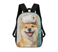 sinyumoney Shiba Inu with Toilet Paper Backpack School Water Resistant Travel Backpack Computer Bag for School/Work/Travel 17inch