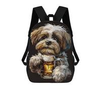 sinyumoney Shih Tzu Beer Children's Backpacks School 3D Printed Bag Bookbag for Kids Travel Rucksacks Boy Girl Book Bags Kids School Bag 17inch
