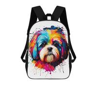 sinyumoney Shih Tzu Colorful Backpack with Pocket 3D Printed Backpacks, Travel Rucksacks Book Bags Kids School Bag 17inch