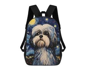 sinyumoney Shih Tzu Dog Starry Night Backpack School Work Laptop Backpack Rucksack Bag for Men, Women & Teenage Boys 17inch