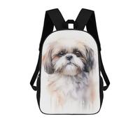 sinyumoney Shih Tzu Portrait Backpacks Kids School Backpack School Bag 3D Printed Fashion School Bags for Boys Elementary And Middle School Students 17inch