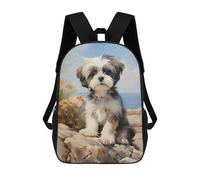 sinyumoney Shih Tzu Puppy Kids School Backpack 3D Printed Backpacks Fashion School Bag Rucksacks for Boys Elementary And Middle School Students 17inch