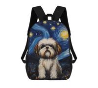 sinyumoney Shih Tzu Vincent 3D Printed School Backpack Casual Children's Backpacks 3D Printed School Bag for Boys Elementary And Middle 17inch